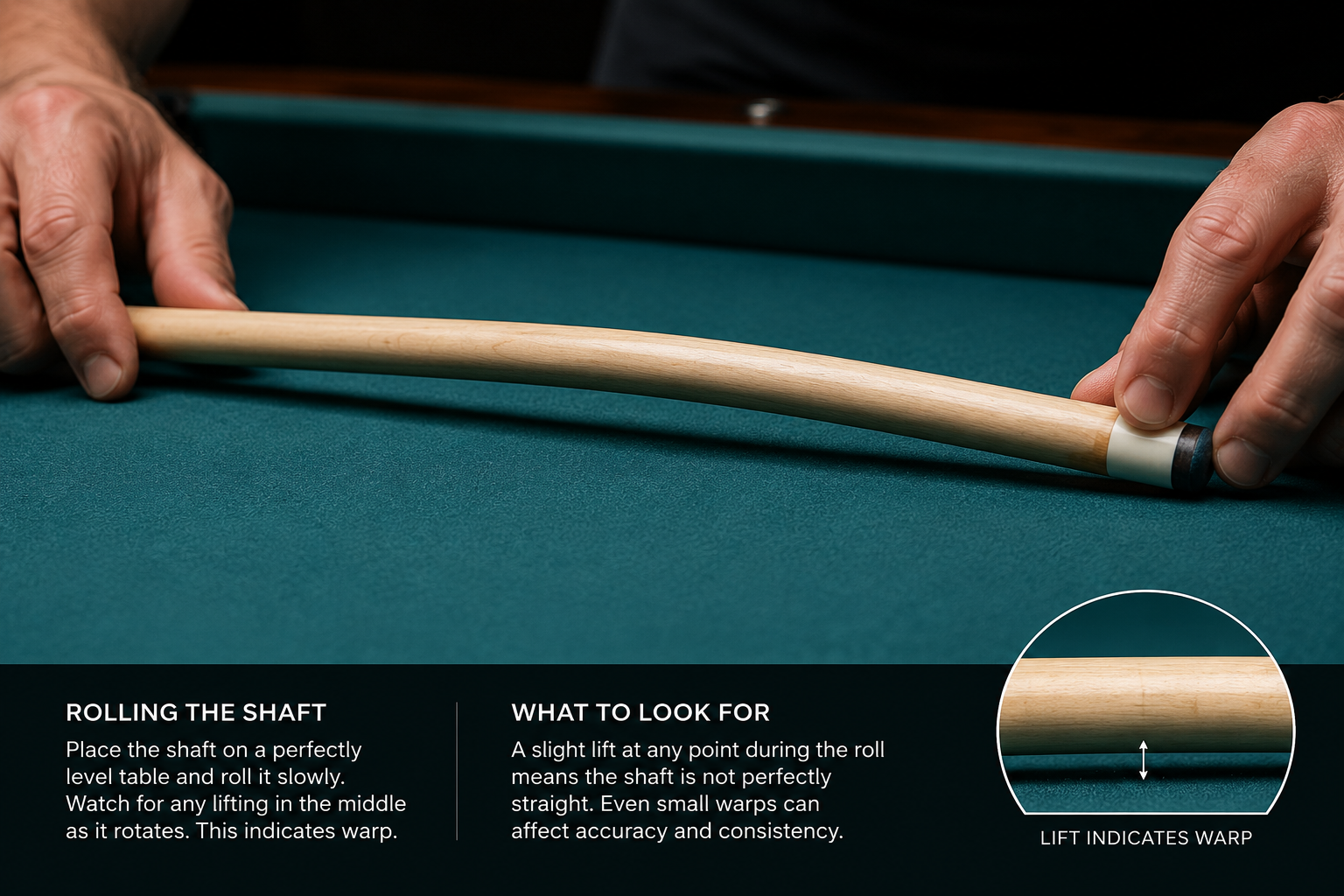 Checking pool cue straightness